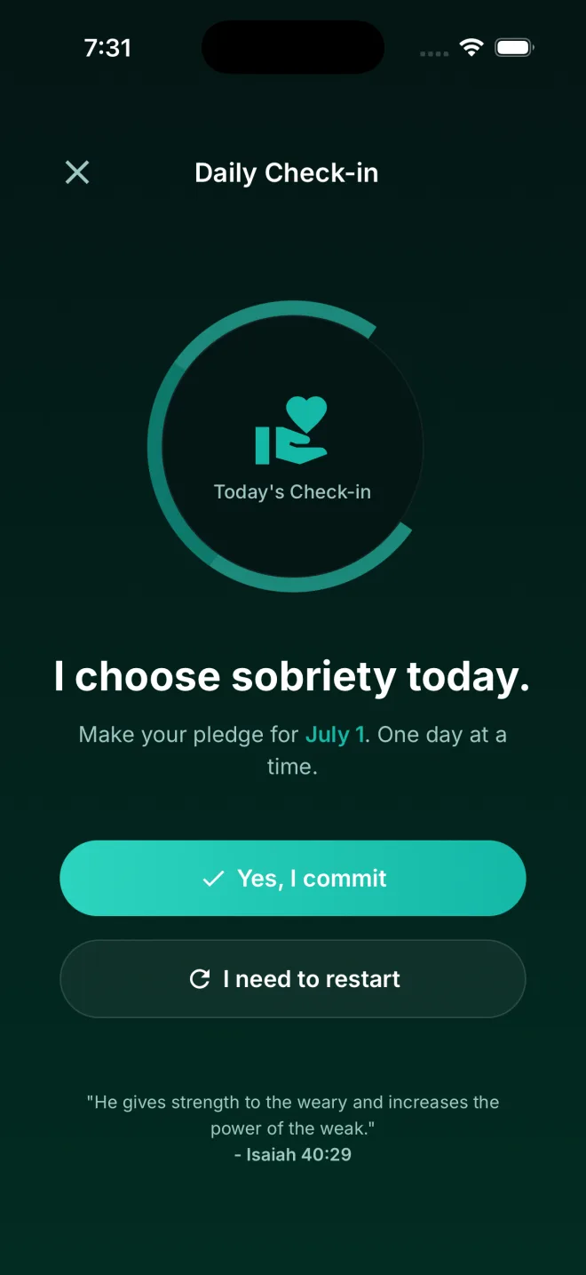FREE HEART daily check-in: I choose sobriety today, one day at a time