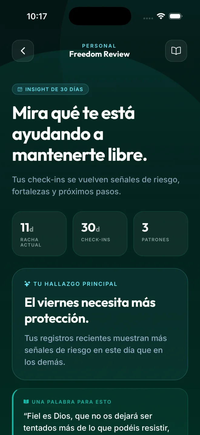 FREE HEART Freedom Review: insights from your check-ins showing what keeps you free